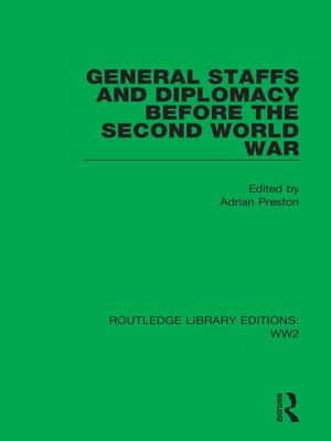 cover image of General Staffs and Diplomacy Before the Second World War